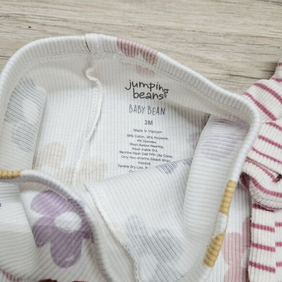 Carter's Baby Girl Ribbed Pants 3 Months Stripe Ruffle Flowers - Picture 4 of 6